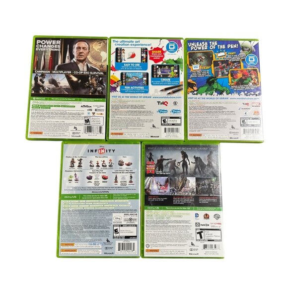 Lot of 5 Xbox 360 Games Call of Duty Injustice Infinity uDraw Studio Superhero - Picture 2 of 4